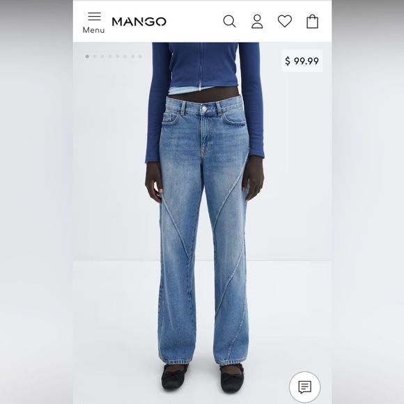 BNWT MANGO Wideleg jeans with decorative stitching - Picture 1 of 6